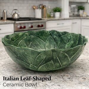 GORGEOUS CERAMICHE LEONARDO ITALIAN POTTERY MAJOLICA 3-D LEAF MOTIF FRUIT BOWL